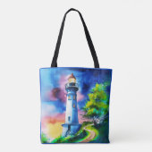 Tote Bag Phare sous un ciel étoilé (Dos)