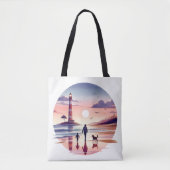 Tote Bag Phare Sunset Walk Côté littoral (Devant)