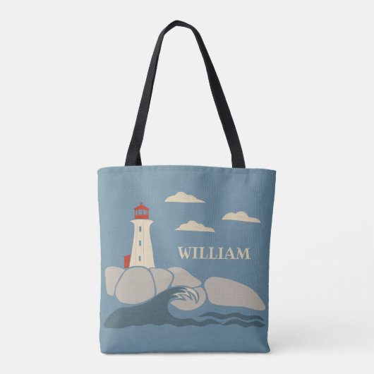 Tote Bag Phare sur une côte rocheuse (Dos)