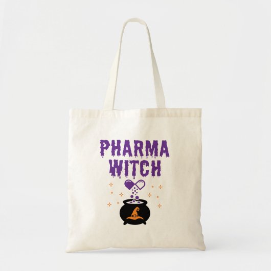 Tote Bag Pharmaciste Halloween Pharmacie Tech Pharma Witch (Devant)
