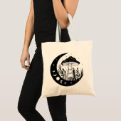 Tote Bag Phases de champignons célestes et de lune Noir & B (Devant (produit))