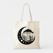 Tote Bag Phases de champignons célestes et de lune Noir & B (Dos)