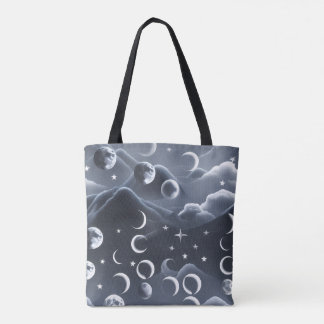 Tote Bag Phases de lune célestes Gris doux Luxe Esthétique