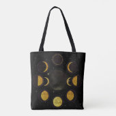 Tote Bag Phases magiques Lune Noire & Or (Dos)