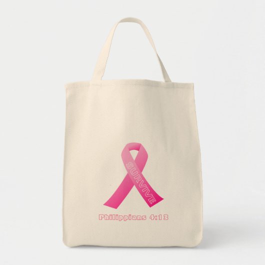 Tote Bag Phil 4:13 Sensibilisation au cancer (Devant)