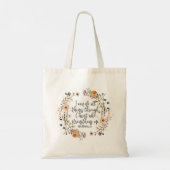 Tote Bag Philippiens 4:13 Bible Scripture Verse Floral Boho (Dos)