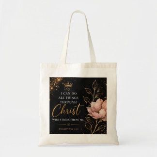 Tote Bag Philippiens 4:13 Floral Christian