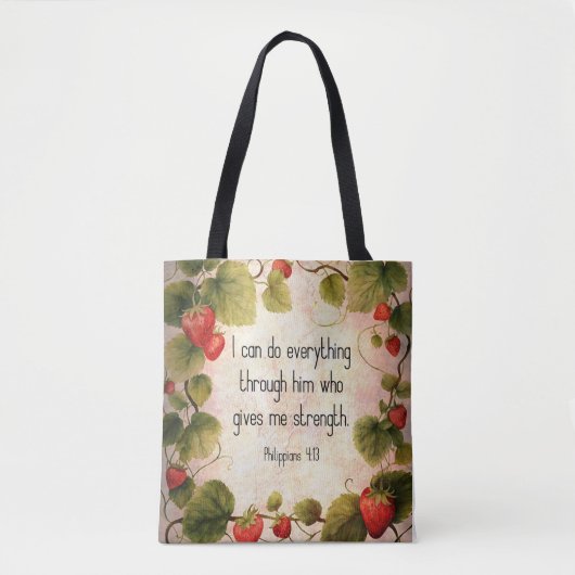 Tote Bag Philippiens 4:13 Verse de la Bible sur le design i (Devant)