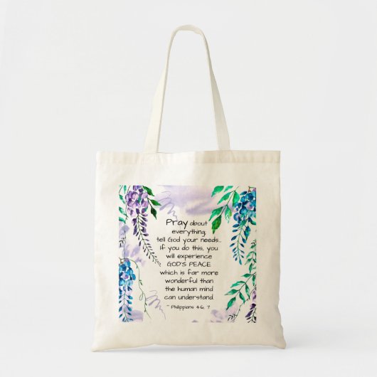 Tote Bag Philippiens 4:6-7 Priez pour tout (Devant)