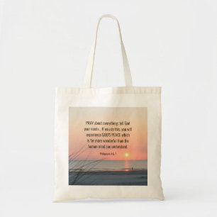 Tote Bag Philippiens 4:6 Priez pour tout l'océan Sunset