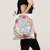 Tote Bag Philippiens 4:8 Couronne florale rose et jaune (De près)