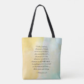 Tote Bag Philippiens 4:8 Quoi qu'il soit vrai, (Dos)