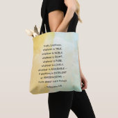 Tote Bag Philippiens 4:8 Quoi qu'il soit vrai, (De près)