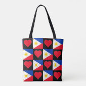 Tote Bag Philippines Motif du coeur du drapeau philippin pa (Dos)
