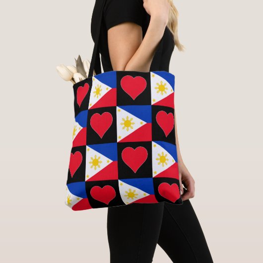 Tote Bag Philippines Motif du coeur du drapeau philippin pa (De près)