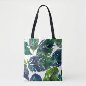 Tote Bag Philodendron vert et bleu du feuillage Botanique (Devant)