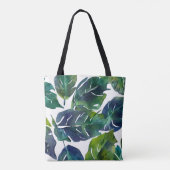 Tote Bag Philodendron vert et bleu du feuillage Botanique (Dos)