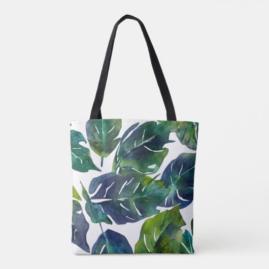 Tote Bag Philodendron vert et bleu du feuillage Botanique (Dos)