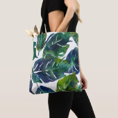 Tote Bag Philodendron vert et bleu du feuillage Botanique (De près)