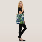 Tote Bag Philodendron vert et bleu du feuillage Botanique (Sur le modèle)
