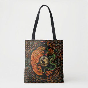 Tote Bag Phoenix et Dragon avec bagua #2
