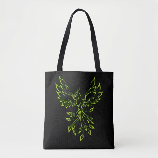 Tote Bag Phoenix vert se lève sur le noir (Devant)