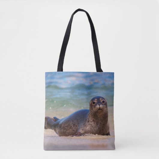 Tote Bag Phoque du port bébé dans l'eau (Devant)
