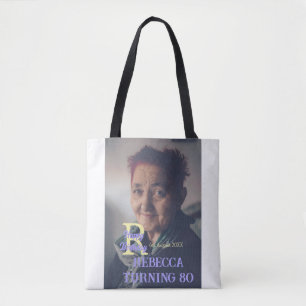 Tote Bag Photo 80e anniversaire ajouter nom date moderne vi