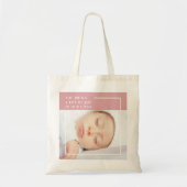 Tote Bag Photo Bébé Fancy Cute | Rose et blanc | Devis (Devant)