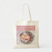 Tote Bag Photo bébé mignonne moderne | Rose et blanc | Devi (Devant)