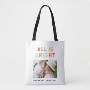 Tote Bag Photo collage noël arc-en-ciel coloré ho brillan