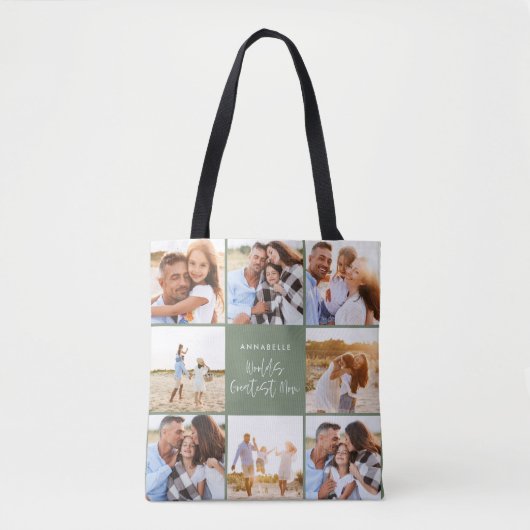 Tote Bag Photo collage sage vert poule moderne mère jour (Devant)
