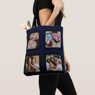 Tote Bag Photo Collage unique Personnaliser 4 Photo MARINE 
