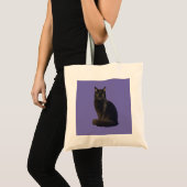 Tote Bag Photo Coupe Chat Noir Éclairage Vous Regardant Vio (Devant (produit))