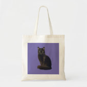 Tote Bag Photo Coupe Chat Noir Éclairage Vous Regardant Vio (Devant)