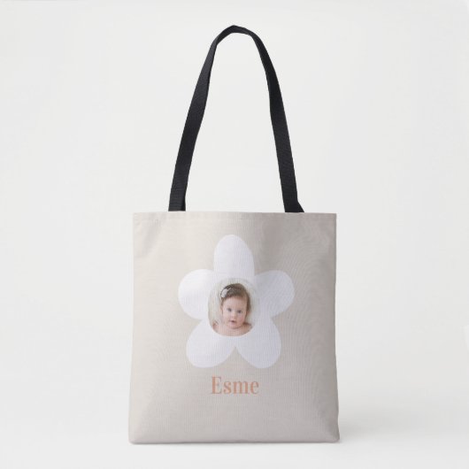 Tote Bag Photo daisy boho retro terracotta naturel (Devant)