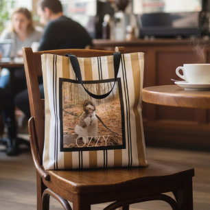 Tote Bag Photo d'animal rayé noir et marron 