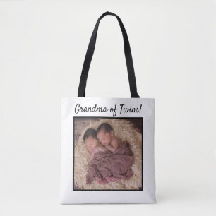 Tote Bag Photo de bébé personnalisée Grand-mère de jumeaux