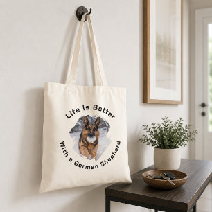 Tote Bag Photo de Berger Allemand - La vie est meilleure