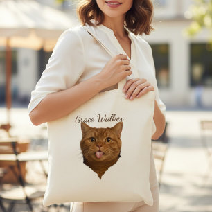 Tote Bag Photo de chat amusant Blep Toile personnalisée ave