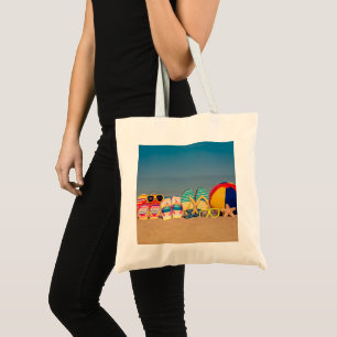 Tote Bag Photo de famille vacances d'été à la plage