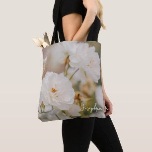 Tote Bag Photo de fleurs de roses blanches élégantes avec n