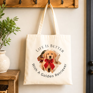 Tote Bag Photo de Golden Retriever La vie est meilleure