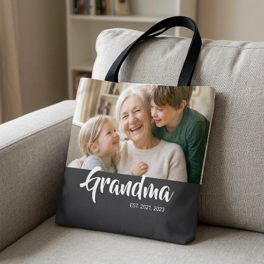Tote Bag Photo de grand-mère établie Script