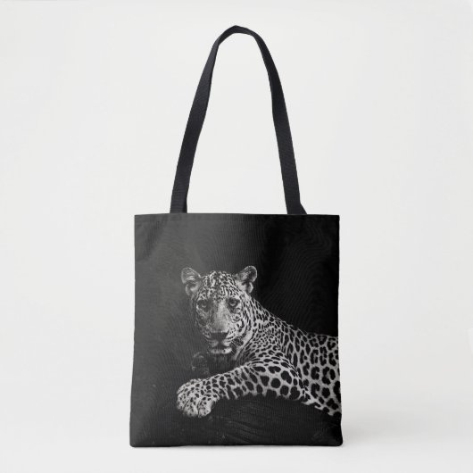 TOTE BAG PHOTO DE GREYSCALE DE LYING LEOPARD (Devant)