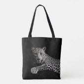 TOTE BAG PHOTO DE GREYSCALE DE LYING LEOPARD (Dos)