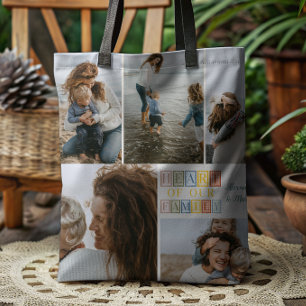 Tote Bag Photo de lettre majuscule Cœur de notre famille