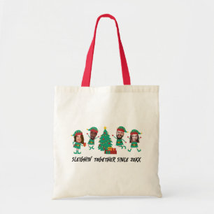 Tote Bag Photo de lutin de Noël à visage drôle personnalisé