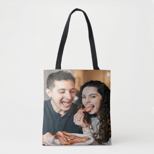 Tote Bag Photo de manger du bacon Personnaliser (Devant)
