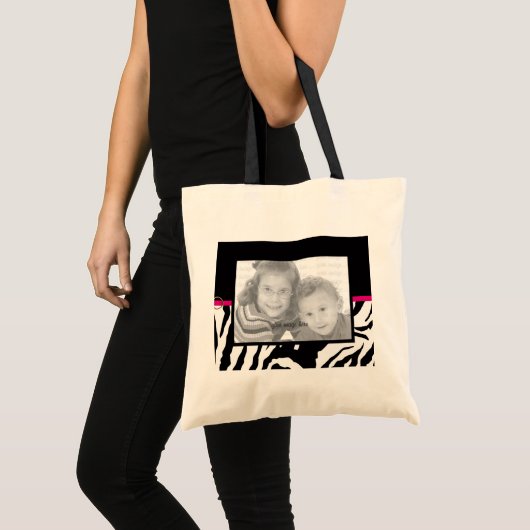 TOTE BAG PHOTO D'IMPRESSION EN ZEBRA NOIR ET BLANC (Devant (produit))